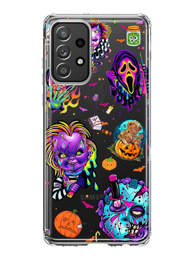 Samsung Galaxy A52 Cute Halloween Spooky Horror Scary Neon Characters Hybrid Protective Phone Case Cover