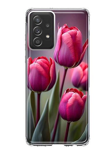 Samsung Galaxy A53 Pink Tulip Flowers Floral Hybrid Protective Phone Case Cover