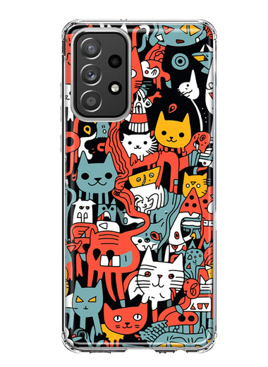 Samsung Galaxy A52 Psychedelic Cute Cats Friends Pop Art Hybrid Protective Phone Case Cover