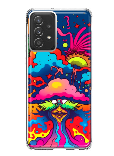 Samsung Galaxy A53 Neon Rainbow Psychedelic Trippy Hippie Bomb Star Dream Hybrid Protective Phone Case Cover
