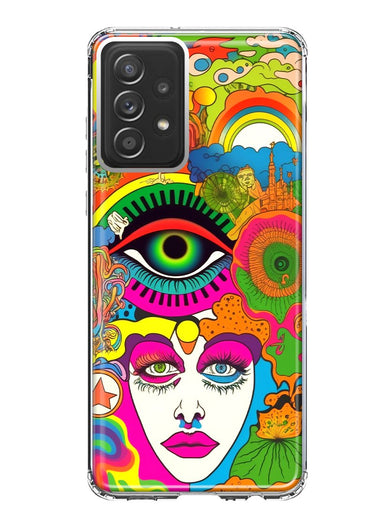 Samsung Galaxy A53 Neon Rainbow Psychedelic Trippy Hippie DaydreamHybrid Protective Phone Case Cover