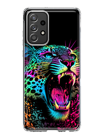 Samsung Galaxy A53 Neon Rainbow Glow Colorful Leopard Hybrid Protective Phone Case Cover