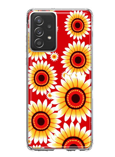 Samsung Galaxy A53 Yellow Sunflowers Polkadot on Red Double Layer Phone Case Cover