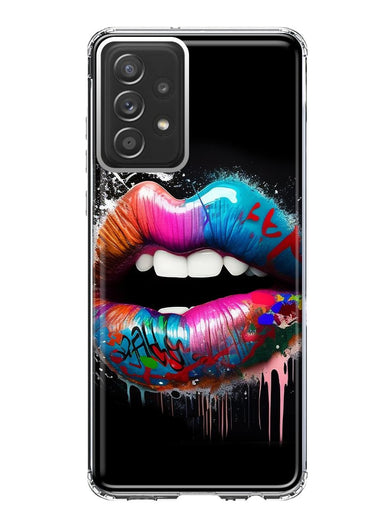 Samsung Galaxy A53 Colorful Lip Graffiti Painting Art Hybrid Protective Phone Case Cover