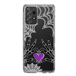 Samsung Galaxy A32 5G Halloween Skeleton Heart Hands Spooky Spider Web Hybrid Protective Phone Case Cover