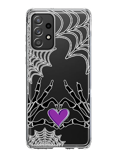 Samsung Galaxy A52 Halloween Skeleton Heart Hands Spooky Spider Web Hybrid Protective Phone Case Cover