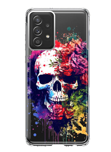 Samsung Galaxy A52 Fantasy Skull Red Purple Roses Hybrid Protective Phone Case Cover