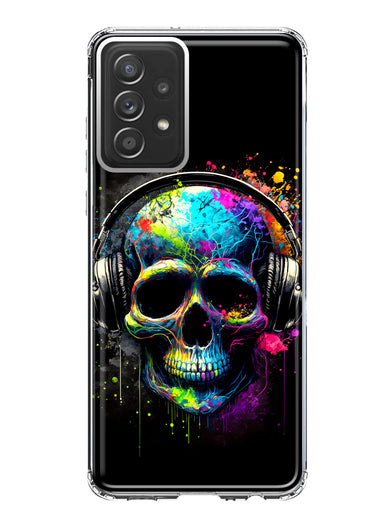 Samsung Galaxy A32 5G Fantasy Skull Headphone Colorful Pop Art Hybrid Protective Phone Case Cover