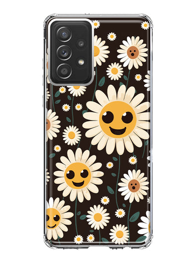 Samsung Galaxy A53 Cute Smiley Face White Daisies Double Layer Phone Case Cover