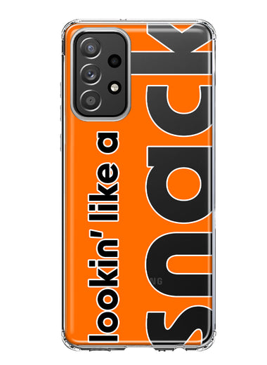 Samsung Galaxy A52 Orange Clear Funny Text Quote Snack Hybrid Protective Phone Case Cover