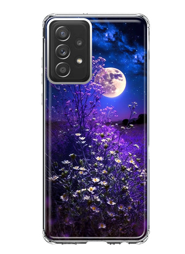 Samsung Galaxy A52 Spring Moon Night Lavender Flowers Floral Hybrid Protective Phone Case Cover