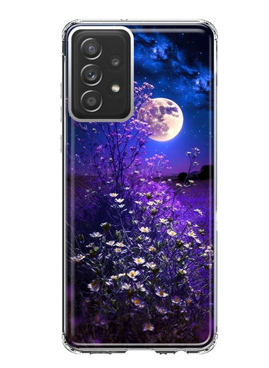 Samsung Galaxy A53 Spring Moon Night Lavender Flowers Floral Hybrid Protective Phone Case Cover