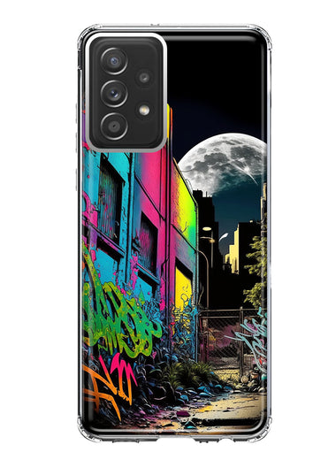 Samsung Galaxy A32 5G Urban City Full Moon Graffiti Painting Art Hybrid Protective Phone Case Cover