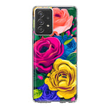 Samsung Galaxy A33 Vintage Pastel Abstract Colorful Pink Yellow Blue Roses Double Layer Phone Case Cover