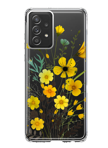 Samsung Galaxy A52 Yellow Summer Flowers Floral Hybrid Protective Phone Case Cover