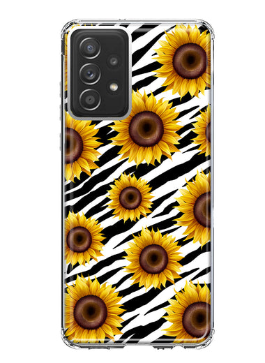 Samsung Galaxy A52 White Zebra Sunflowers Polkadots Double Layer Phone Case Cover