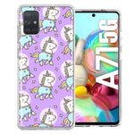 Samsung Galaxy A71 5G Cute Unicorns Purple Design Double Layer Phone Case Cover