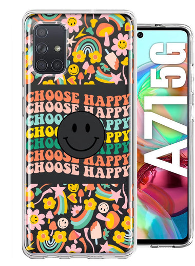 Samsung Galaxy A71 5G Choose Happy Smiley Face Retro Vintage Groovy 70s Style Hybrid Protective Phone Case Cover