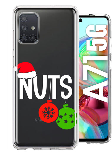 Samsung Galaxy A71 4G Christmas Funny Couples Chest Nuts Ornaments Hybrid Protective Phone Case Cover