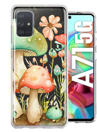Samsung Galaxy A71 5G Fairytale Watercolor Mushrooms Pastel Spring Flowers Floral Hybrid Protective Phone Case Cover