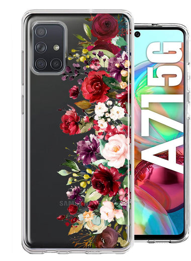 Samsung Galaxy A71 5G Red Summer Watercolor Floral Bouquets Ruby Flowers Hybrid Protective Phone Case Cover