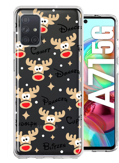 Samsung Galaxy A71 4G Red Nose Reindeer Christmas Winter Holiday Hybrid Protective Phone Case Cover