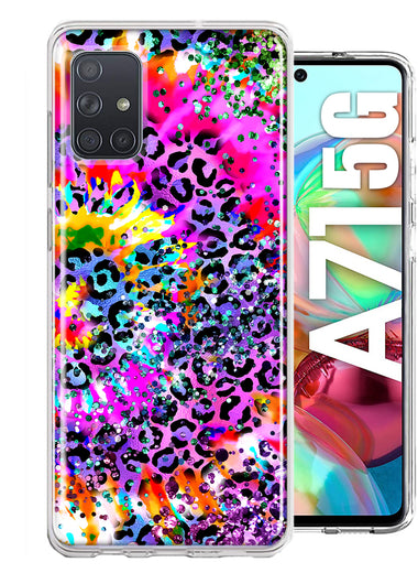 Samsung Galaxy A71 5G Vibrant Pink Purple Tie Dye Summer Leopard Swirl Rainbow Hybrid Protective Phone Case Cover