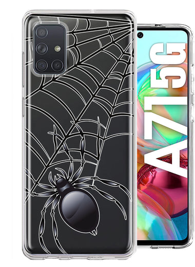 Samsung Galaxy A71 5G Creepy Black Spider Web Halloween Horror Spooky Hybrid Protective Phone Case Cover