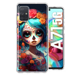Samsung Galaxy A71 4G Halloween Spooky Colorful Day of the Dead Skull Girl Hybrid Protective Phone Case Cover