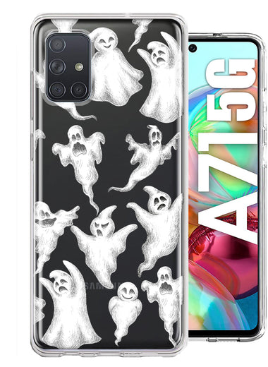 Samsung Galaxy A71 4G Cute Halloween Spooky Floating Ghosts Horror Scary Hybrid Protective Phone Case Cover