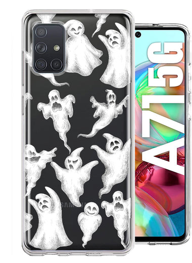 Samsung Galaxy A71 5G Cute Halloween Spooky Floating Ghosts Horror Scary Hybrid Protective Phone Case Cover