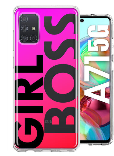 Samsung Galaxy A71 5G Pink Clear Funny Text Quote Girl Boss Hybrid Protective Phone Case Cover
