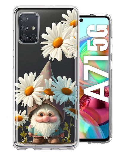 Samsung Galaxy A71 5G Cute Gnome White Daisy Flowers Floral Hybrid Protective Phone Case Cover