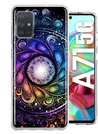 Samsung Galaxy A71 4G Mandala Geometry Abstract Galaxy Pattern Hybrid Protective Phone Case Cover