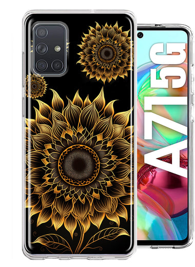 Samsung Galaxy A71 4G Mandala Geometry Abstract Sunflowers Pattern Hybrid Protective Phone Case Cover