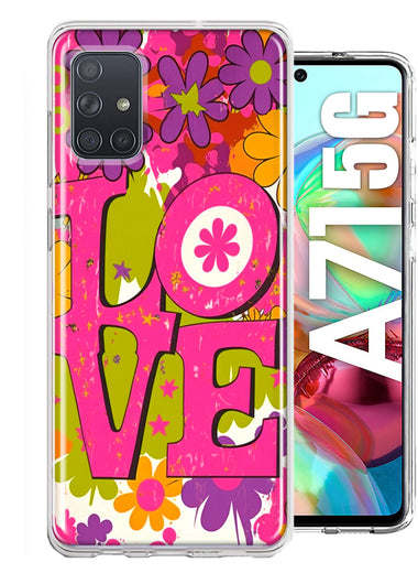 Samsung Galaxy A71 5G Pink Daisy Love Graffiti Painting Art Hybrid Protective Phone Case Cover