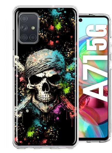 Samsung Galaxy A71 5G Fantasy Paint Splash Pirate Skull Hybrid Protective Phone Case Cover