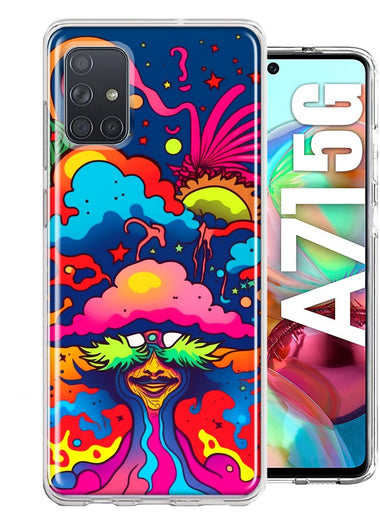 Samsung Galaxy A71 5G Neon Rainbow Psychedelic Trippy Hippie Bomb Star Dream Hybrid Protective Phone Case Cover