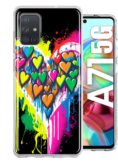 Samsung Galaxy A71 5G Colorful Rainbow Hearts Love Graffiti Painting Hybrid Protective Phone Case Cover