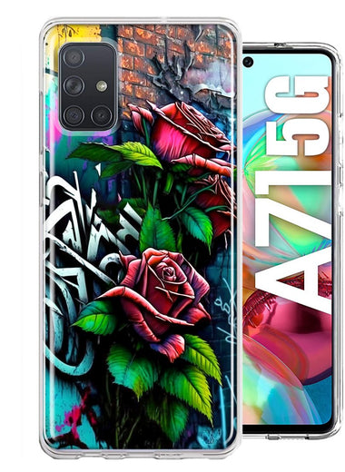 Samsung Galaxy A71 5G Red Roses Graffiti Painting Art Hybrid Protective Phone Case Cover