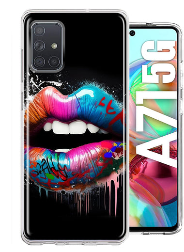 Samsung Galaxy A71 4G Colorful Lip Graffiti Painting Art Hybrid Protective Phone Case Cover