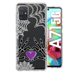 Samsung Galaxy A71 4G Halloween Skeleton Heart Hands Spooky Spider Web Hybrid Protective Phone Case Cover