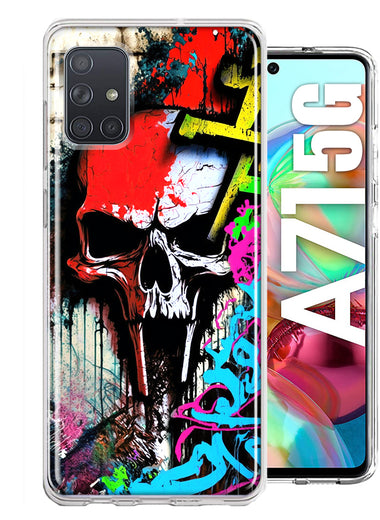Samsung Galaxy A71 5G Skull Face Graffiti Painting Art Hybrid Protective Phone Case Cover
