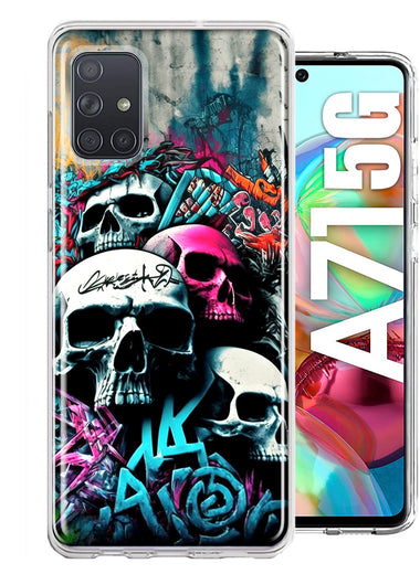 Samsung Galaxy A71 4G Skulls Graffiti Painting Art Hybrid Protective Phone Case Cover