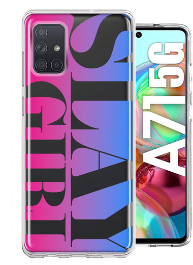 Samsung Galaxy A71 5G Pink Blue Clear Funny Text Quote Slay Girl Hybrid Protective Phone Case Cover