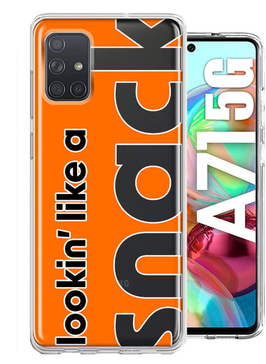 Samsung Galaxy A71 5G Orange Clear Funny Text Quote Snack Hybrid Protective Phone Case Cover