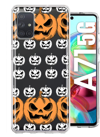 Samsung Galaxy A71 4G Halloween Spooky Horror Scary Jack O Lantern Pumpkins Hybrid Protective Phone Case Cover