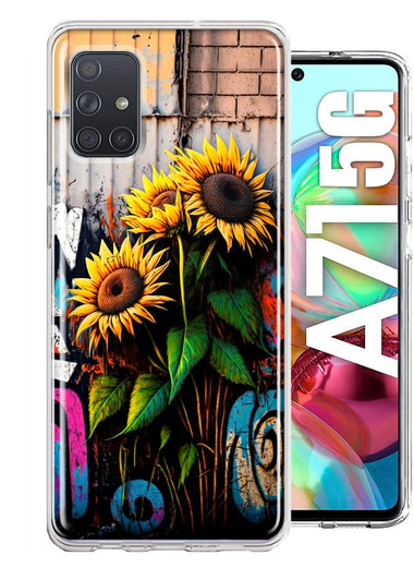 Samsung Galaxy A71 5G Sunflowers Graffiti Painting Art Hybrid Protective Phone Case Cover