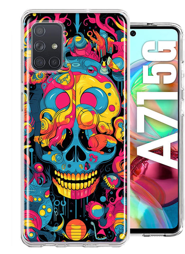 Samsung Galaxy A71 5G Psychedelic Trippy Death Skull Pop Art Hybrid Protective Phone Case Cover