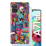 Samsung Galaxy A71 4G Psychedelic Trippy Happy Aliens Characters Hybrid Protective Phone Case Cover
